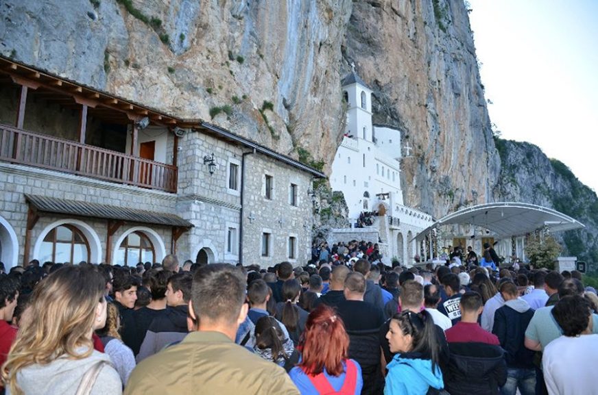 A photo of people from the Pilgrimage to the Monastery