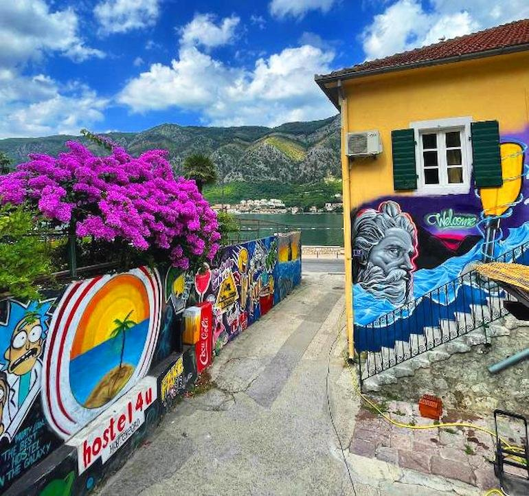 Colorful outdoors of Montenegro 4U Hostel
