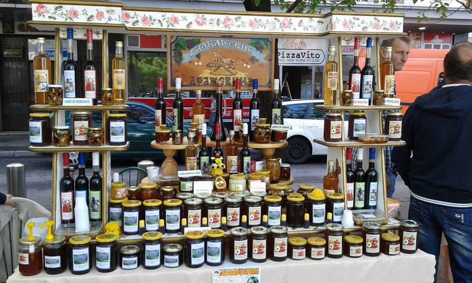 One of the honey displays in the capital city