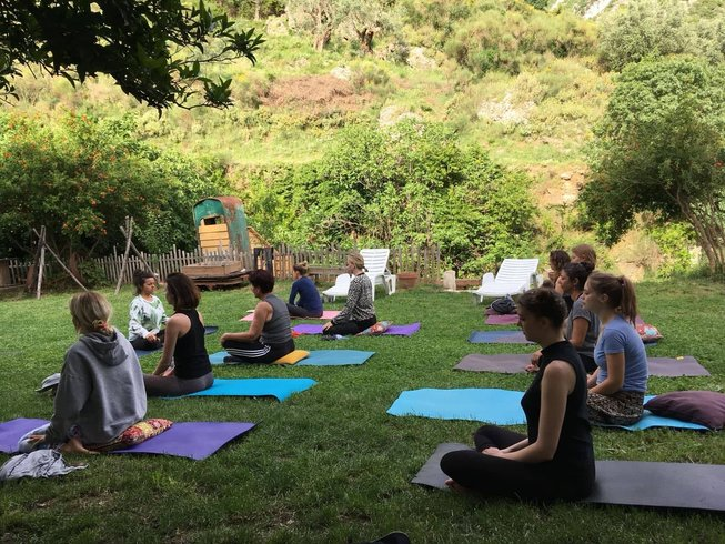 Yoga session outdoors