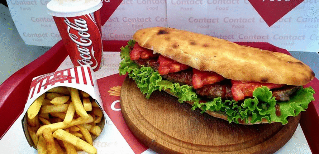 Burger patty in homemade bread